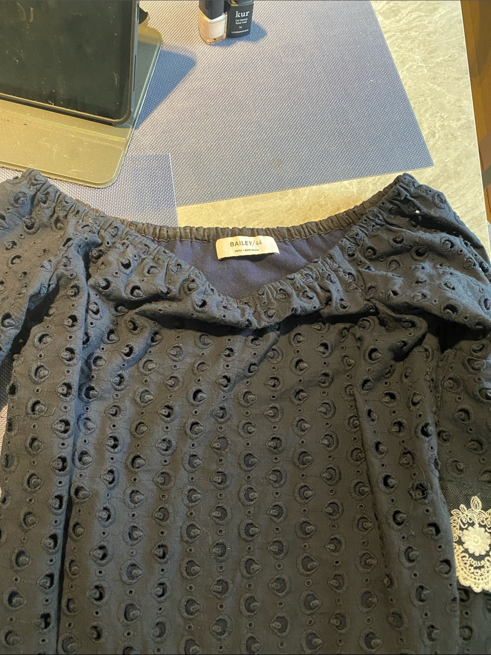 Bailey 44 Navy Eyelet A-Line Skirt